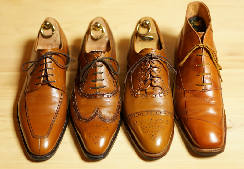 スコッチグレイン　革靴　茶色シューズ型ストレートチップ